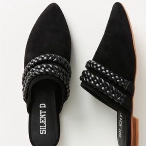 Anthropology Silent D Black Braided Women's Mules